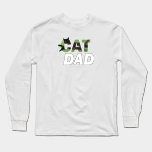 CAT DAD - black cat oil painting word art Long Sleeve T-Shirt